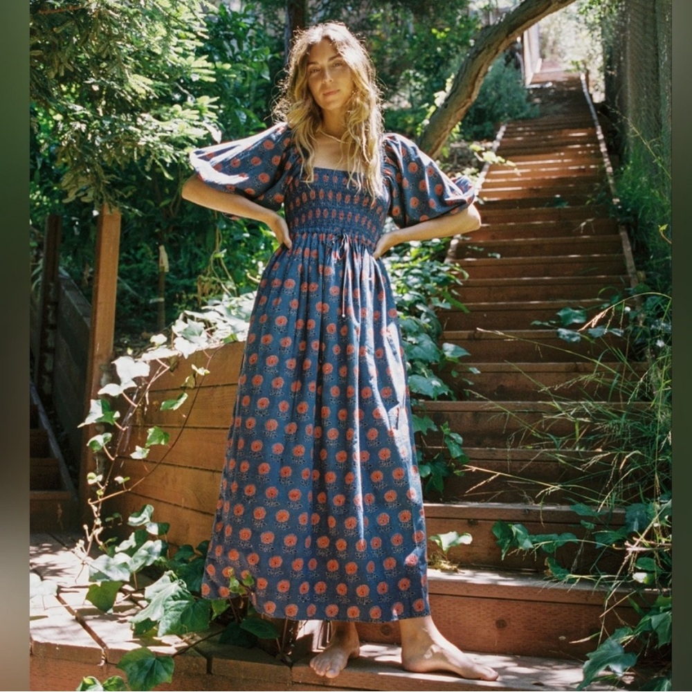 RARE Christy Dawn the Katrina Dress in Indigo Sunflower